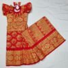 বাচ্চাদের লাল বেনারসি কাতান রেডি শাড়ি