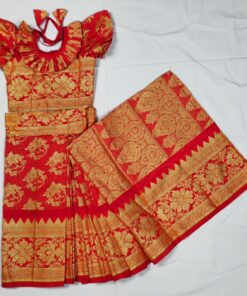 বাচ্চাদের লাল বেনারসি কাতান রেডি শাড়ি