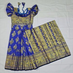 বাচ্চাদের নীল লতা সফট কাতান রেডি শাড়ি