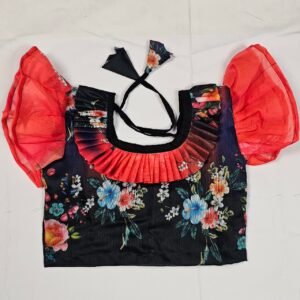 Alternative view of বাচ্চাদের লাল কালো সুতির রেডি শাড়ি