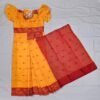বাচ্চাদের কমলা  সফট কাতান রেডি শাড়ি।