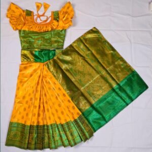 বাচ্চাদের কমলা সফট কাতান রেডি শাড়ি