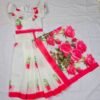 বাচ্চাদের রানী গোলাপি সুতির রেডি শাড়ি