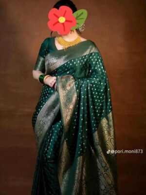 গর্জিয়াস সফ্ট সিল্ক কাতান শাড়ি ব্লাউজ পিস সহ।