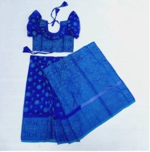 বাচ্চাদের নীল জামদানি রেডি শাড়ি