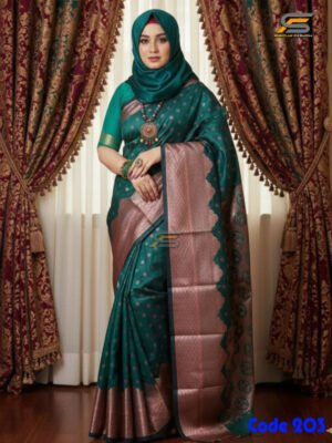 কমলিকা কাতান শাড়ি রানিং ব্লাউজ পিস সহ।