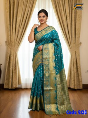 কমলিকা কাতান শাড়ি রানিং ব্লাউজ পিস সহ।