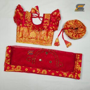 Alternative view of ওড়নাসহ বাচ্চাদের লাল লতা সফট কাতান রেডি শাড়ি