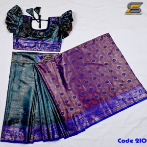 বাচ্চাদের কুয়ালিটির কাঞ্জিভরম কাতান রেডি শাড়ি।